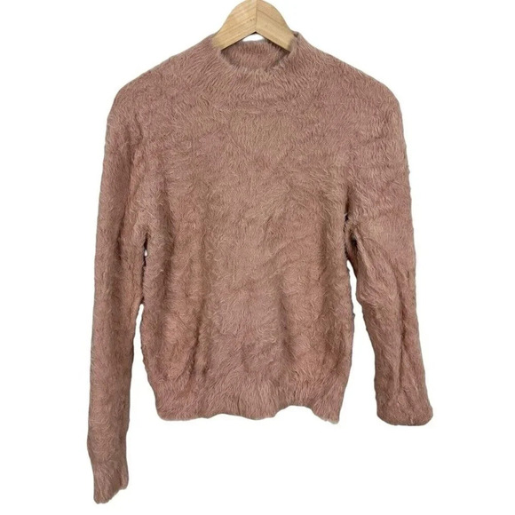 Express x Negin Mirsalehi Mock Neck Fuzzy Sweater Cozy Soft Lounge Size Large - Picture 3 of 7